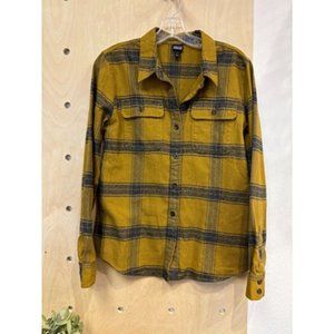 Patgonia Yellow Long Sleeve Collared Pocket Plaid Button Up Shirt Size Small
